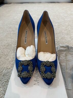 Manolo Blahnik Blue Hangisi Heels